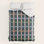 Windowpane Plaid Multicolor on Dark Blue Duvet Cover Gallery Image 6