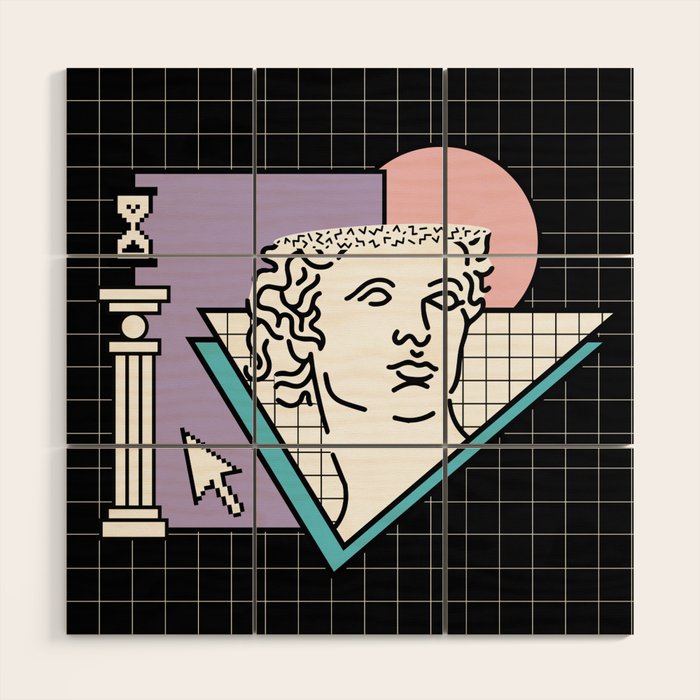 Apollo Vaporwave / greek god Wood Wall Art Gallery Image 1