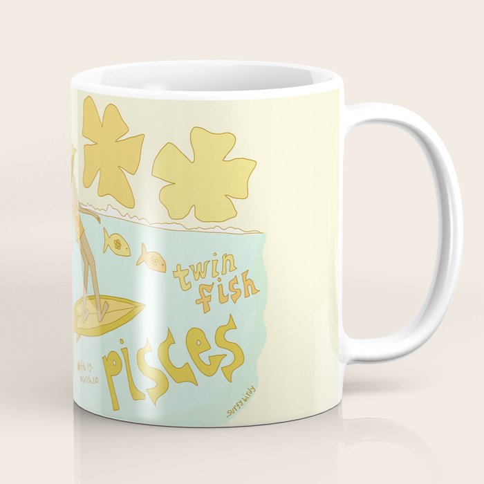 Pisces surf zodiac // retro art by surfy birdy Coffee Mug Gallery Image 1