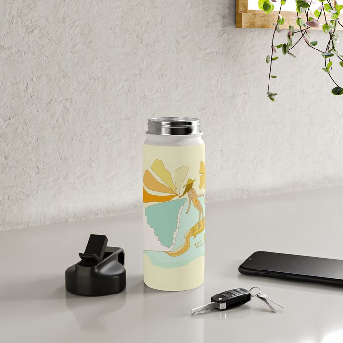 Pisces surf zodiac // retro art by surfy birdy Water Bottle Gallery Image 4