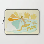 Pisces surf zodiac // retro art by surfy birdy Laptop Sleeve Gallery Image 1