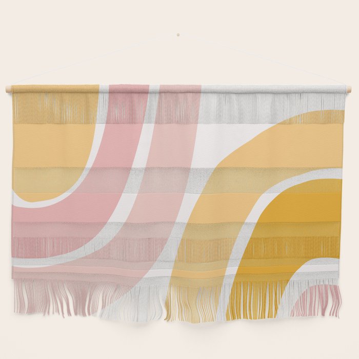 Abstract Shapes 37 in Mustard Yellow and Pale Pink Wall Hanging Gallery Image 1