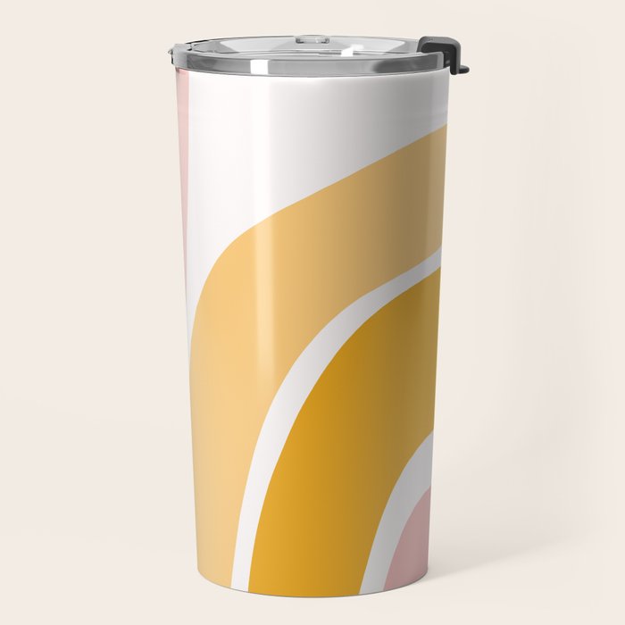 Abstract Shapes 37 in Mustard Yellow and Pale Pink Travel Mug Gallery Image 2