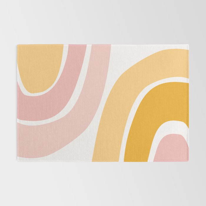 Abstract Shapes 37 in Mustard Yellow and Pale Pink Rug Gallery Image 2