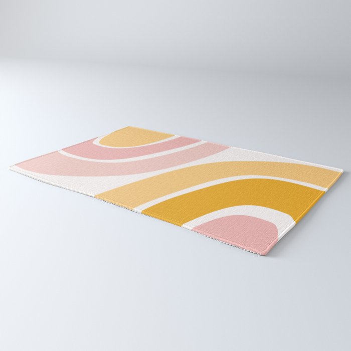 Abstract Shapes 37 in Mustard Yellow and Pale Pink Rug Gallery Image 3