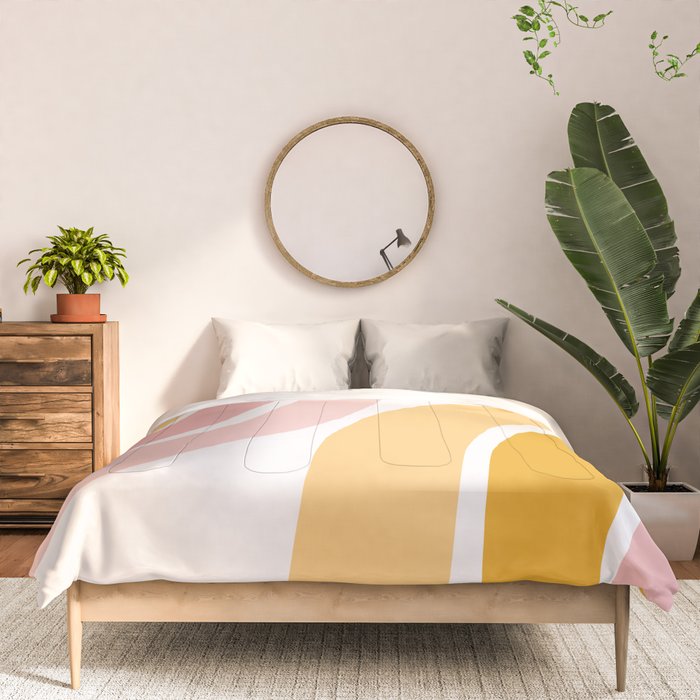 Abstract Shapes 37 in Mustard Yellow and Pale Pink Comforter Gallery Image 3