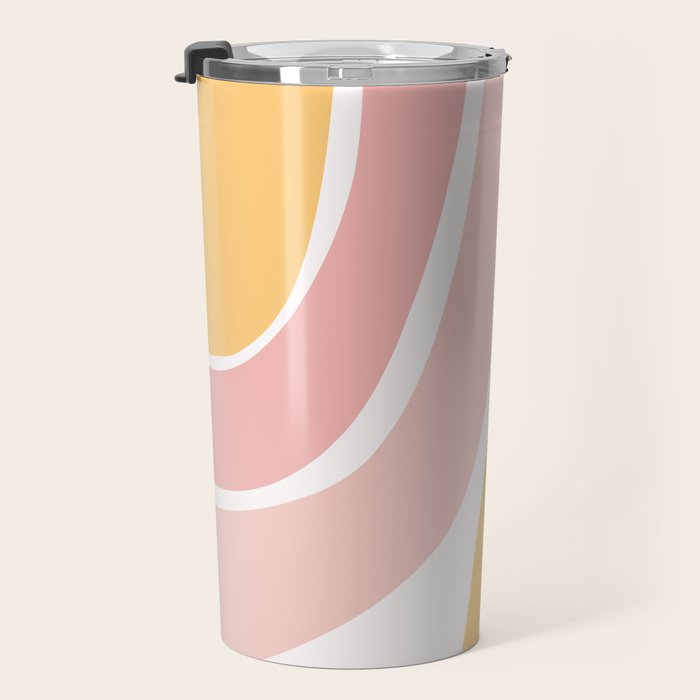 Abstract Shapes 37 in Mustard Yellow and Pale Pink Travel Mug Gallery Image 3