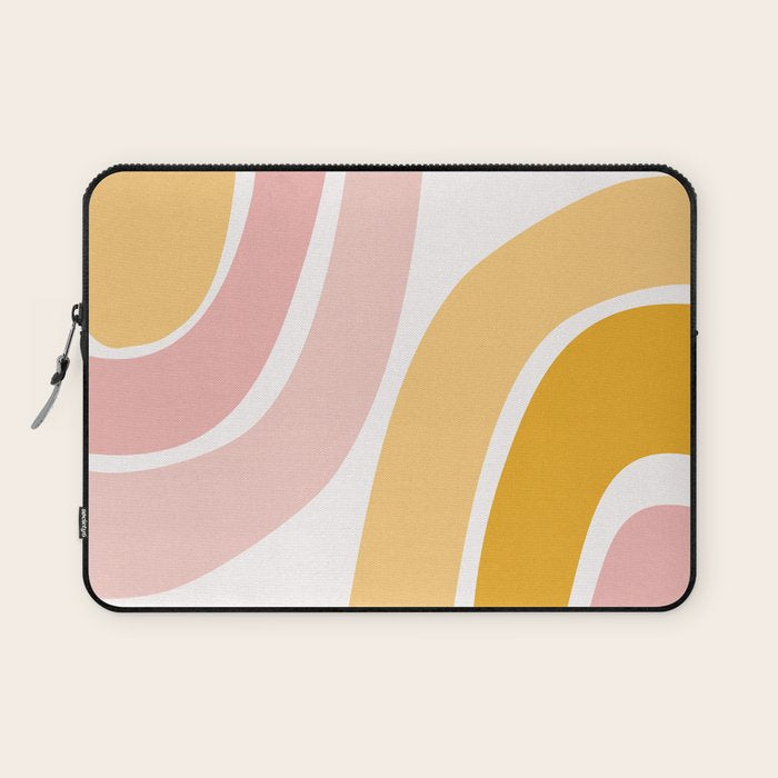 Abstract Shapes 37 in Mustard Yellow and Pale Pink Laptop Sleeve Gallery Image 1