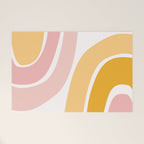 Abstract Shapes 37 in Mustard Yellow and Pale Pink Welcome Mat Gallery Image 1
