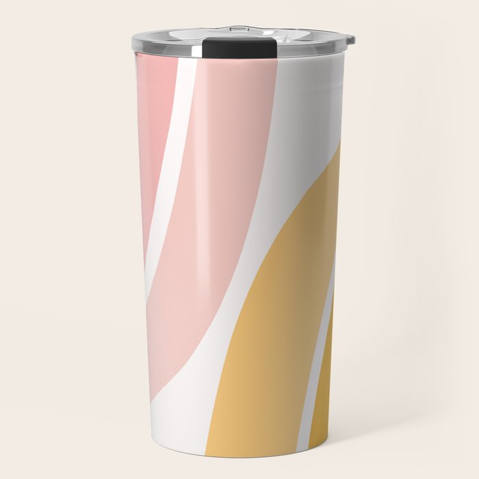 Abstract Shapes 37 in Mustard Yellow and Pale Pink Travel Mug Gallery Image 1