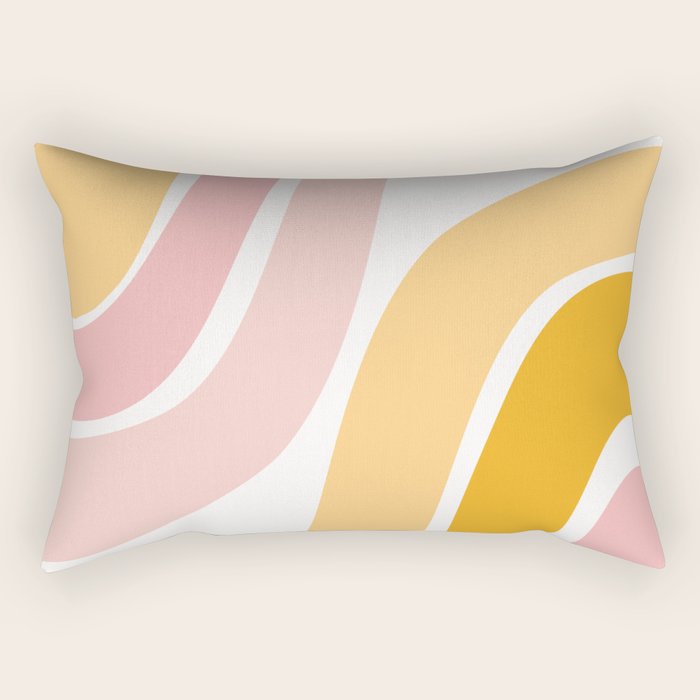Abstract Shapes 37 in Mustard Yellow and Pale Pink Rectangular Pillow Gallery Image 2