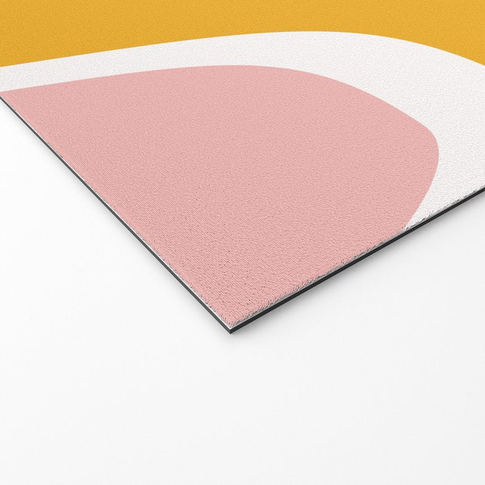 Abstract Shapes 37 in Mustard Yellow and Pale Pink Welcome Mat Gallery Image 2
