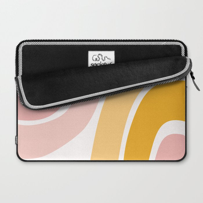 Abstract Shapes 37 in Mustard Yellow and Pale Pink Laptop Sleeve Gallery Image 2