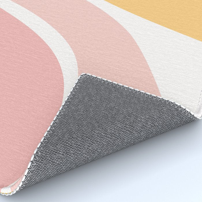 Abstract Shapes 37 in Mustard Yellow and Pale Pink Rug Gallery Image 4