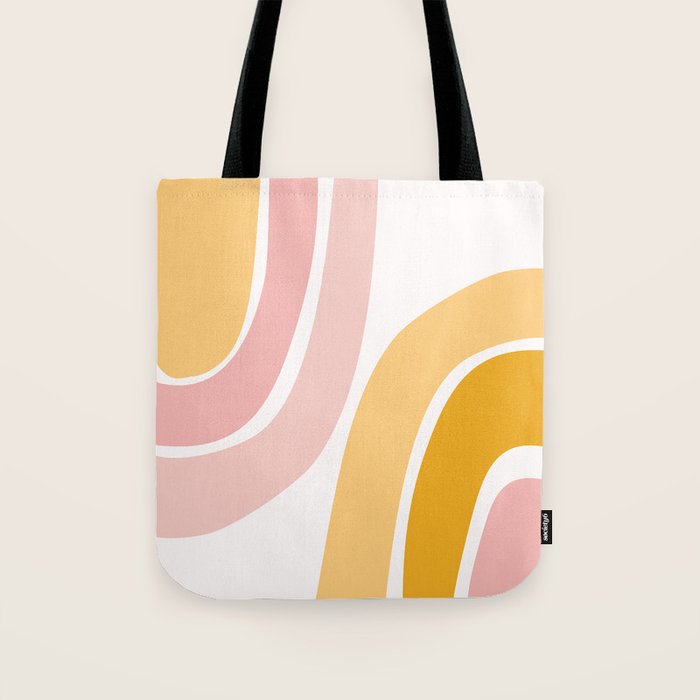 Abstract Shapes 37 in Mustard Yellow and Pale Pink Tote Bag Gallery Image 1