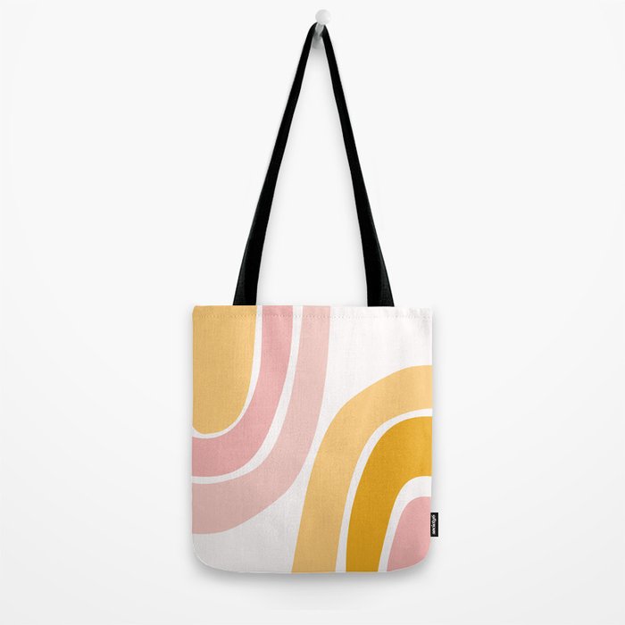 Abstract Shapes 37 in Mustard Yellow and Pale Pink Tote Bag Gallery Image 2