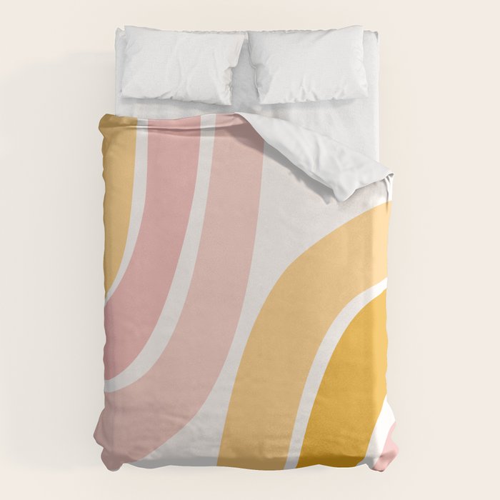 Abstract Shapes 37 in Mustard Yellow and Pale Pink Duvet Cover Gallery Image 1