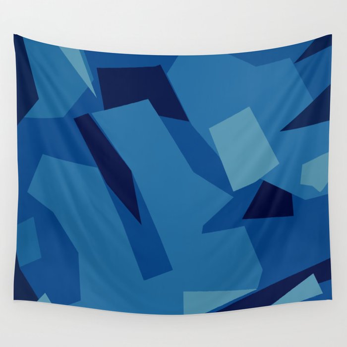 Peckham Blue Abstract Map Wall Tapestry Gallery Image 1