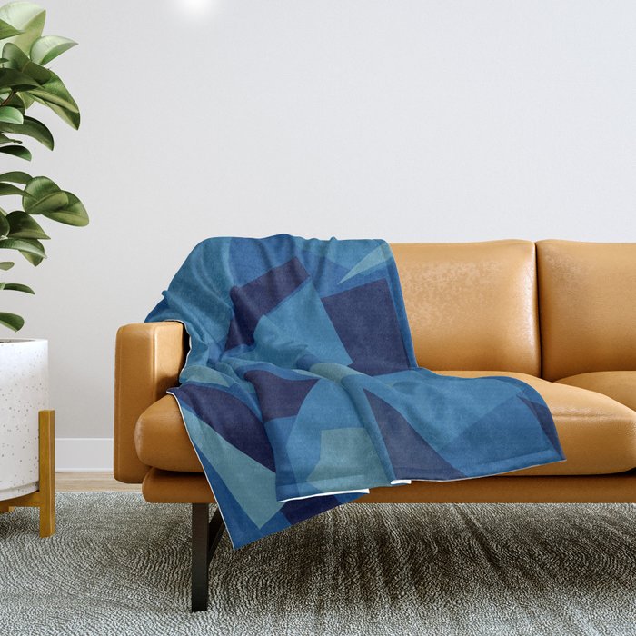 Peckham Blue Abstract Map Throw Blanket Gallery Image 1
