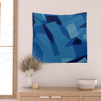 Peckham Blue Abstract Map Wall Tapestry Gallery Image 2