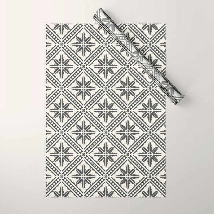 TAZA STAR TILE GREY Wrapping Paper Gallery Image 1