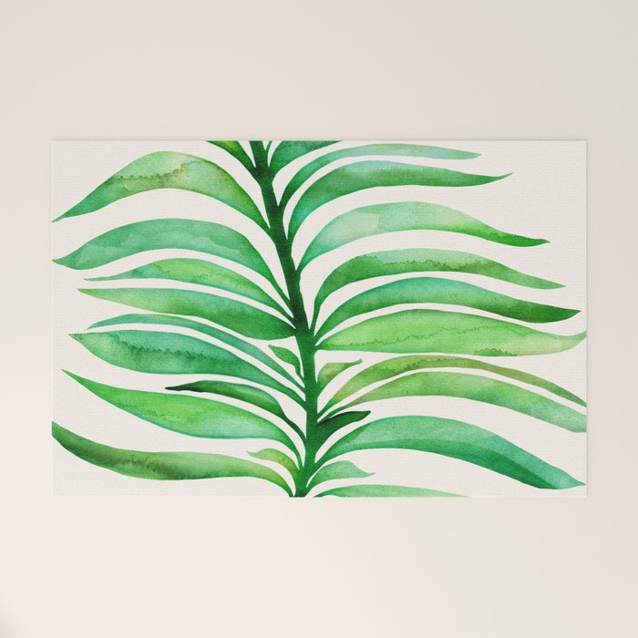 Tropical Leaf Botanical Painting Welcome Mat Gallery Image 1