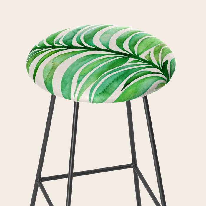 Tropical Leaf Botanical Painting Stool Gallery Image 2
