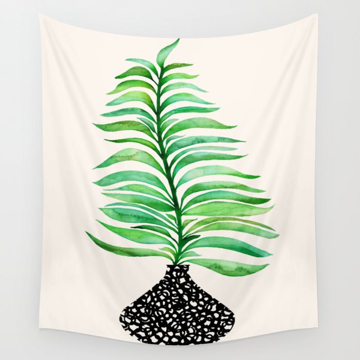Tropical Leaf Botanical Painting Wall Tapestry Gallery Image 4