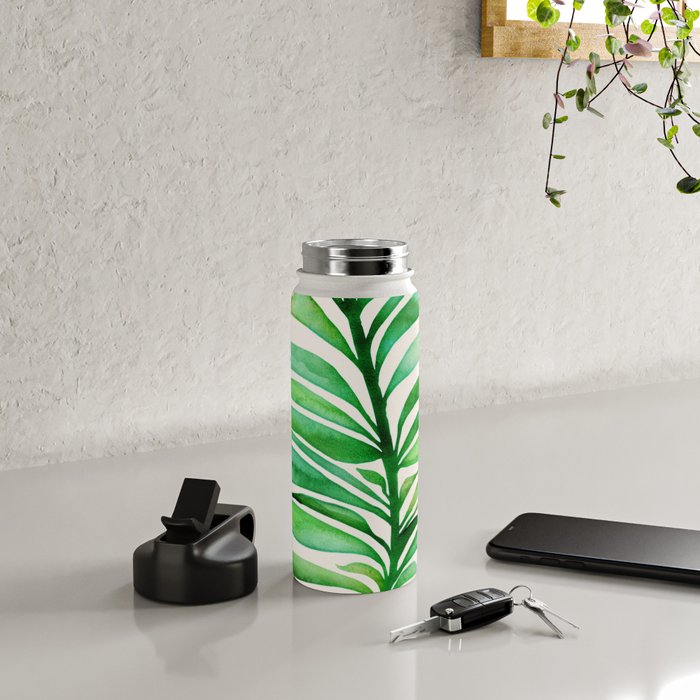 Tropical Leaf Botanical Painting Water Bottle Gallery Image 4