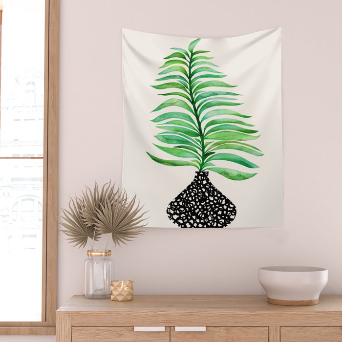 Tropical Leaf Botanical Painting Wall Tapestry Gallery Image 2