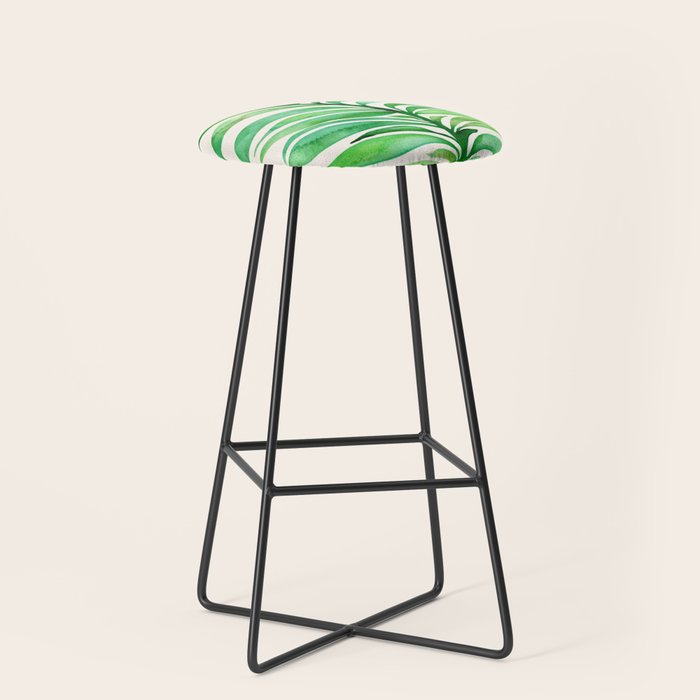 Tropical Leaf Botanical Painting Stool Gallery Image 1
