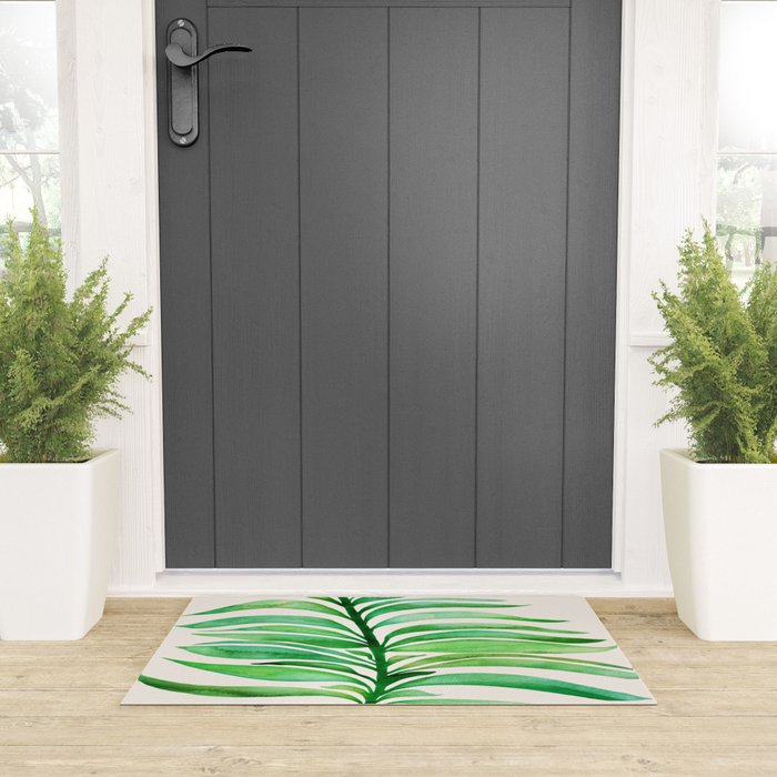 Tropical Leaf Botanical Painting Welcome Mat Gallery Image 3