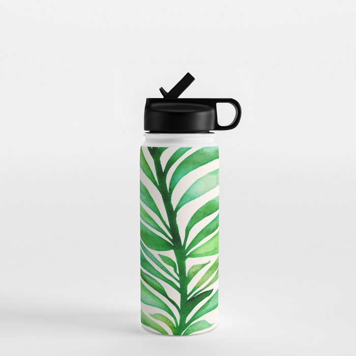 Tropical Leaf Botanical Painting Water Bottle Gallery Image 1
