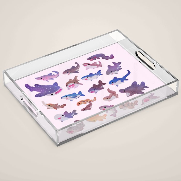 Shark day - pastel Acrylic Tray Gallery Image 1