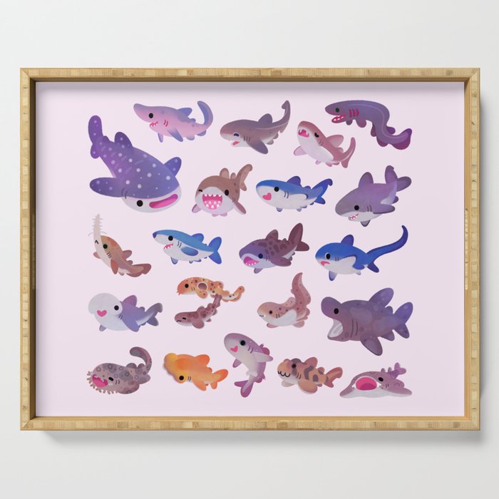 Shark day - pastel Serving Tray Gallery Image 1
