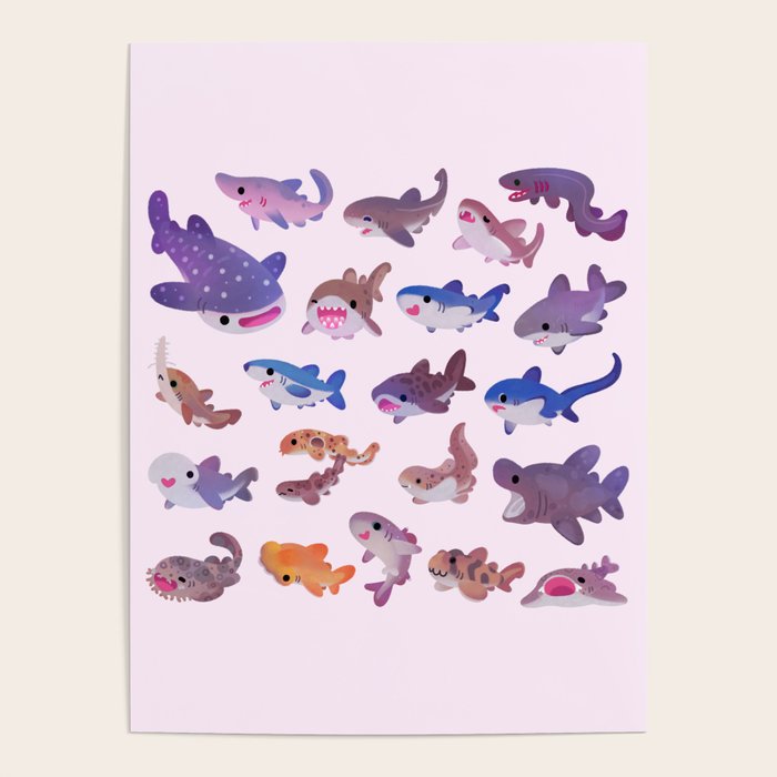 Shark day - pastel Poster Gallery Image 1