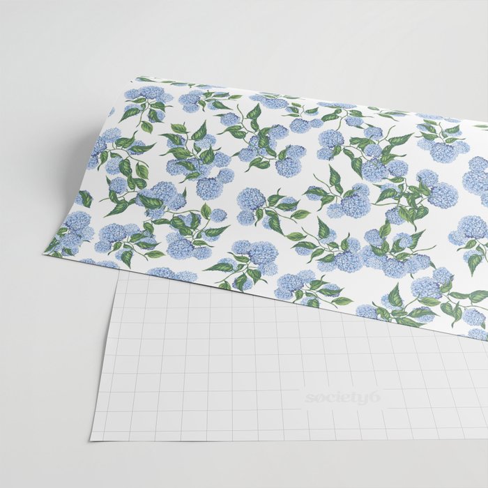 Hydrangea blue flowers, botanicals, blue and white floral Wrapping Paper Gallery Image 2