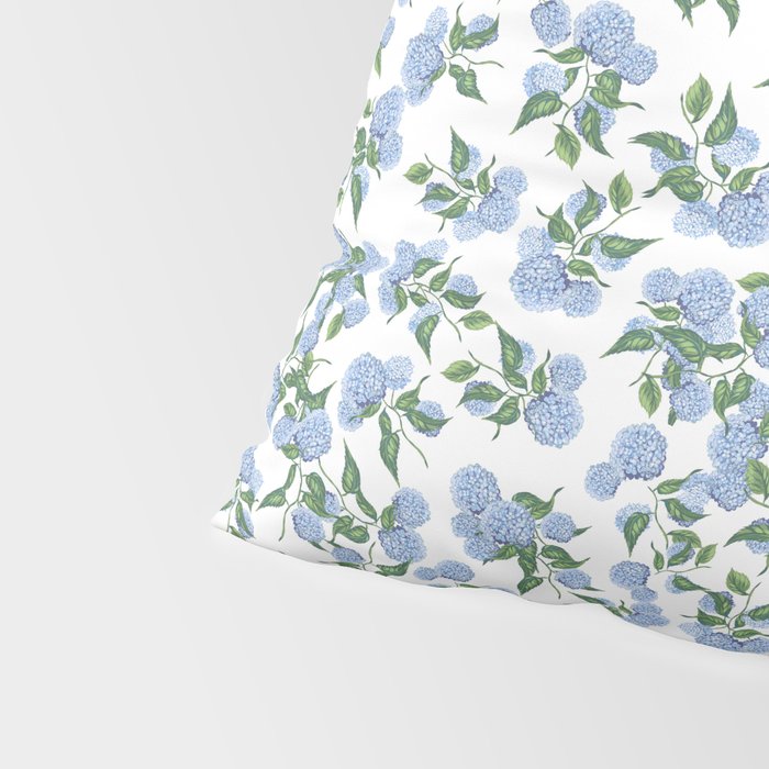 Hydrangea blue flowers, botanicals, blue and white floral Pillow Sham Gallery Image 4