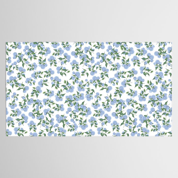 Hydrangea blue flowers, botanicals, blue and white floral Tablecloth Gallery Image 2