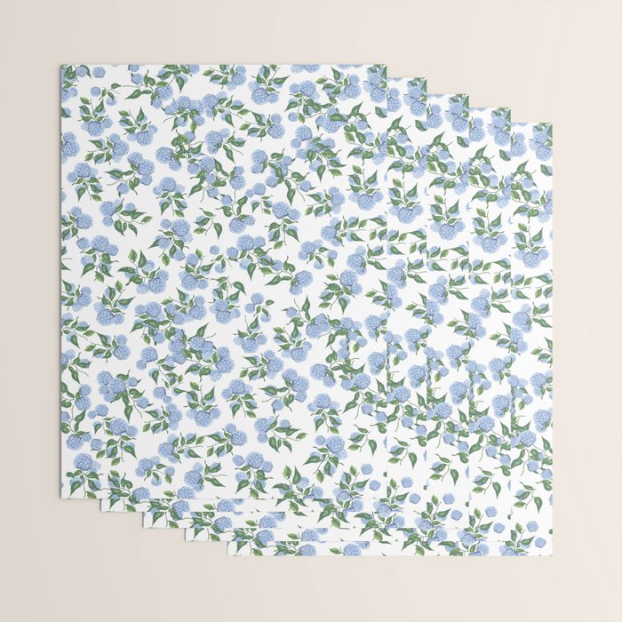 Hydrangea blue flowers, botanicals, blue and white floral Wrapping Paper Gallery Image 3