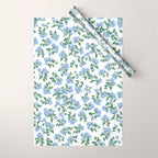 Hydrangea blue flowers, botanicals, blue and white floral Wrapping Paper Gallery Image 1