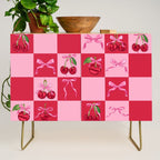 Scarlet Cherries and Bows Checker Credenza Gallery Image 1