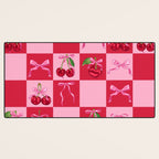 Scarlet Cherries and Bows Checker Desk Mat Gallery Image 3