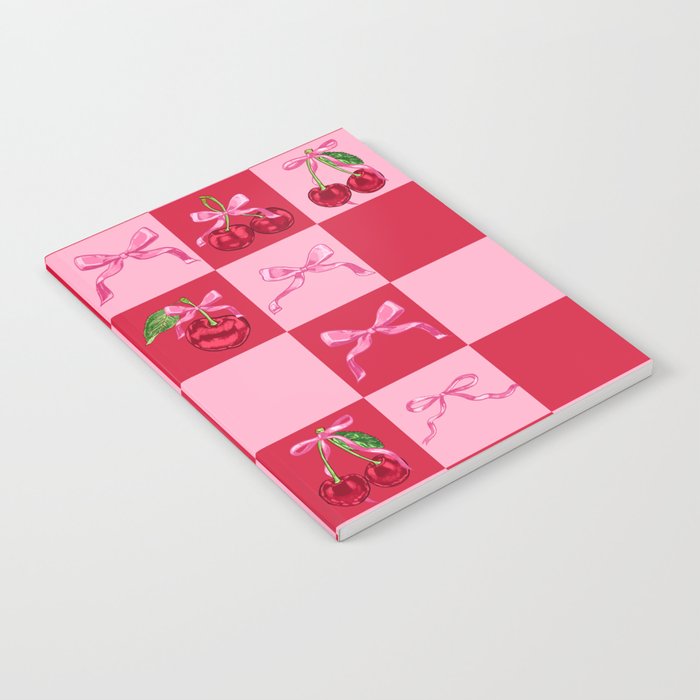 Scarlet Cherries and Bows Checker Notebook Gallery Image 2