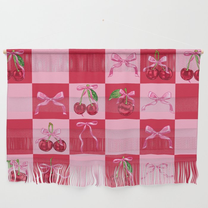 Scarlet Cherries and Bows Checker Wall Hanging Gallery Image 1