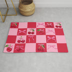 Scarlet Cherries and Bows Checker Rug Gallery Image 1