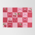 Scarlet Cherries and Bows Checker Rug Gallery Image 2