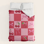 Scarlet Cherries and Bows Checker Duvet Cover Gallery Image 6
