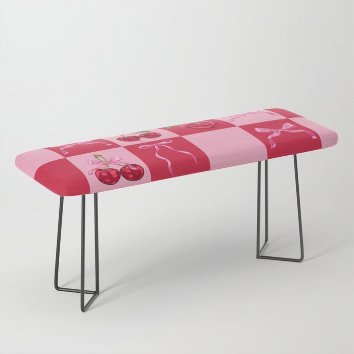 Scarlet Cherries and Bows Checker Bench Gallery Image 1