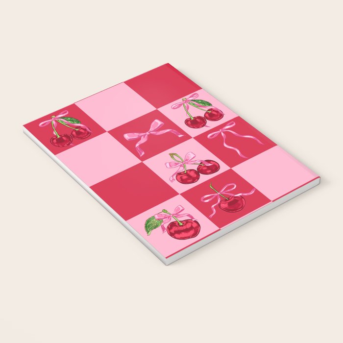 Scarlet Cherries and Bows Checker Notebook Gallery Image 3
